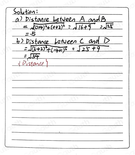 Solved Determine The Distance Between The Given Points A A 4 3