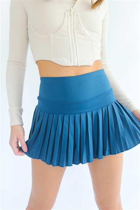 Gold Hinge Tennis Skirt Teal Pleated Tennis Skirt