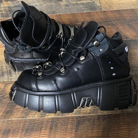 Black platform chunky sneakers DM BEFORE BUYING... - Depop