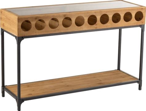 J Line Jolipa Wijnrek Console Sidetable Voor 10 Flessen Wijn Hout