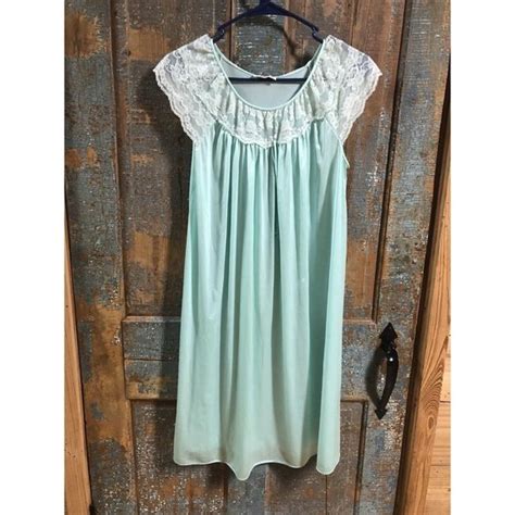 Gilead Intimates Sleepwear Vintage Gilead Nightgown Small Light Green Aqua Blue Lingerie