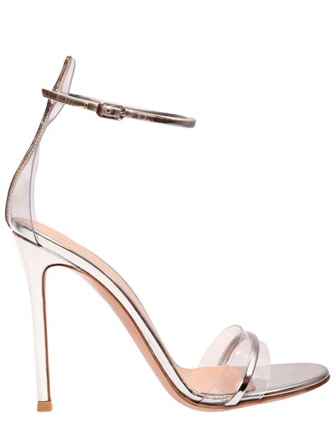 Gianvito Rossi Mm Portofino Plexi Leather Sandals In Silver