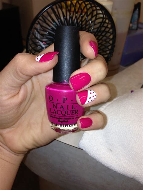 Pink And White Nails Nail Art For Summer Polka Dot Nails Polka Dot