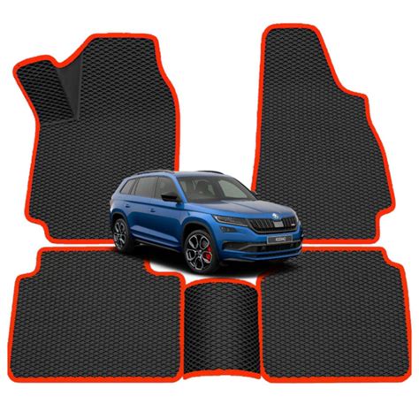 Коврики в салон автомобиля Бальдр Skoda Kodiaq, цвет черный, красный ...