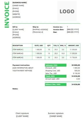 Free Interior Design Invoice Templates Word Excel Pdf