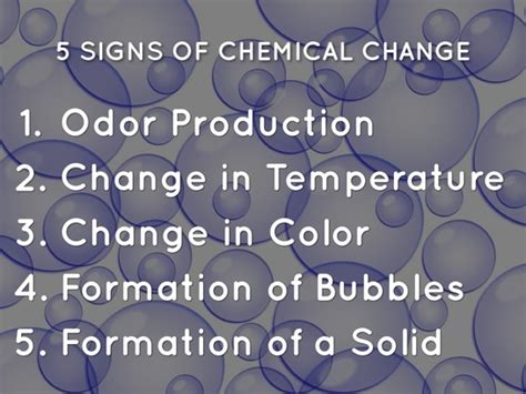 5 signs of Chemical Change - Chemical Changes in Chemistry