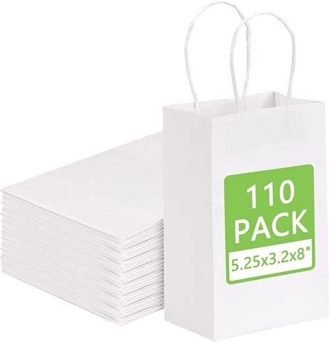 Moretoes 110pcs Small T Bags 525x32x8 Inches White Kraft Paper Bags With