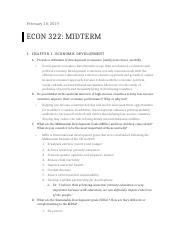 ECON 322 Midterm Study Guide Docx Docx February 28 2019 ECON 322