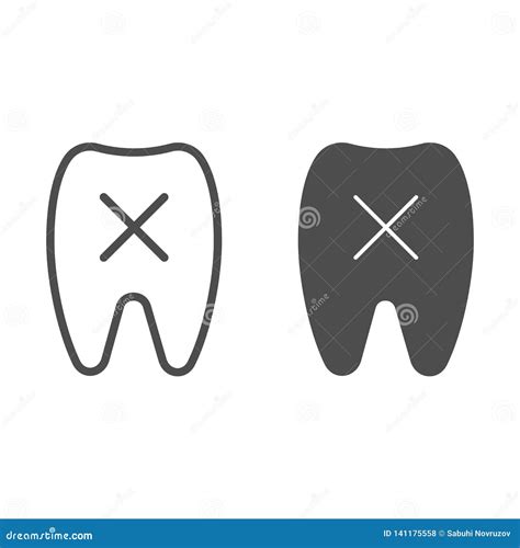 Loose Tooth Line And Glyph Icon Missing Tooth Vector Illustration