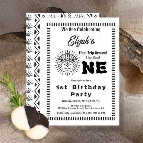 Boho First Trip Around The Sun 1st Birthday Party Invitation Zazzle