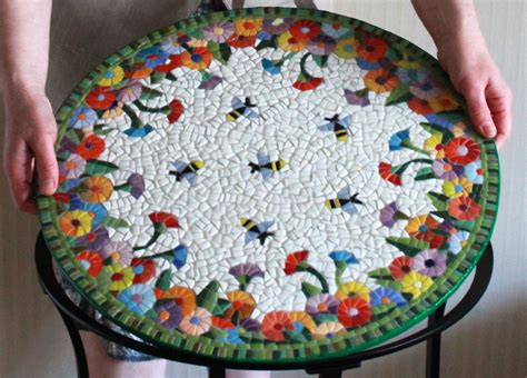 Handmade Mosaic Round Tablebase Includedsmalti Material Etsy