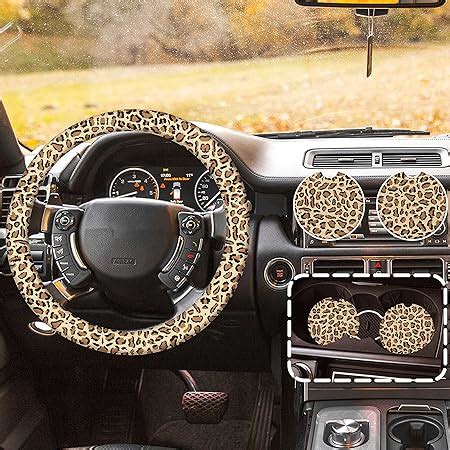 Amazon Pieces Leopard Cheetah Print Steering Wheel Cover Set