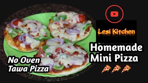 Mini Pizza On Tawa No Oven Recipe Homemade Tawa Pizza Lesi Kitchen