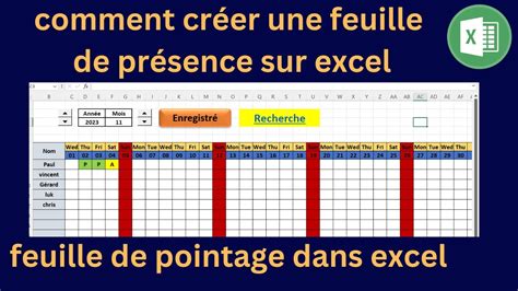 Feuille De Pointage Excel Pointage Excel Gratuit Tableau De Pointage