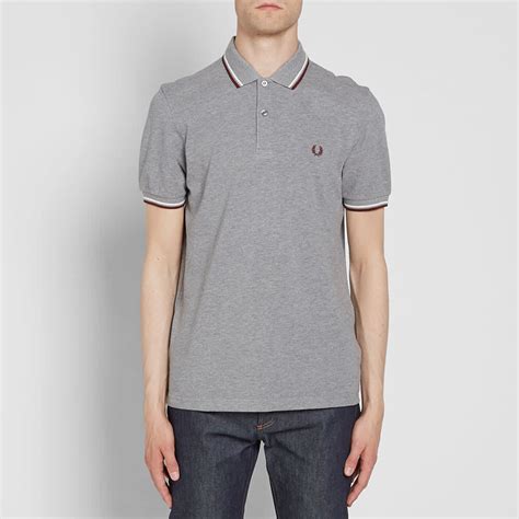 Fred Perry Slim Fit Twin Tipped Polo Steel Marl Snow White And Port End Us