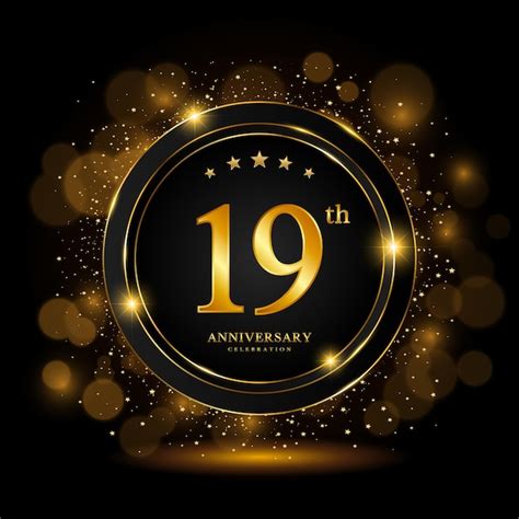 Premium Vector | 19th anniversary celebration golden anniversary ...