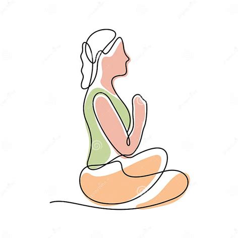 Woman Sitting In Lotus Position And Meditating Stock Vector