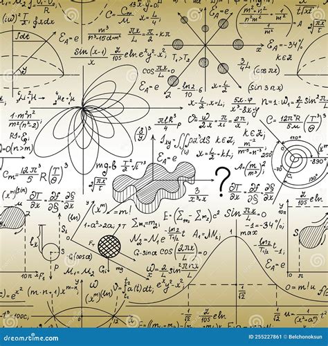 Scientific Vector Seamless Pattern With Handwritten Math Formulas