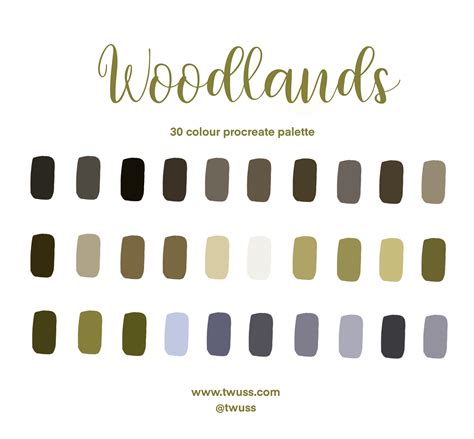 Woodlands Procreate Colour Palette Procreate Digital Colour Palette