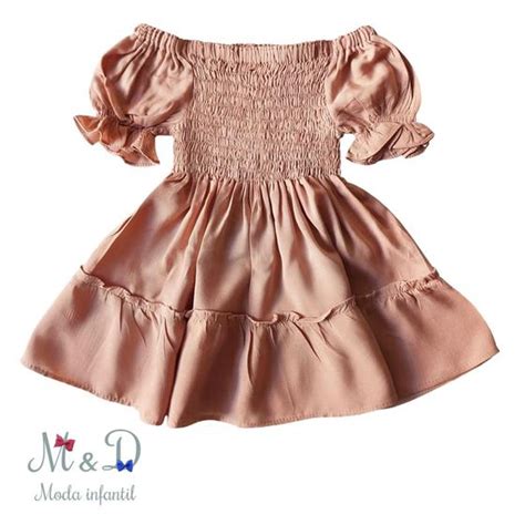 Vestido Infantil Lastex Manga Bufante M D Moda Infantil Vestido