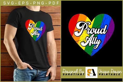Proud Ally LGBT Gay Pride Month T Shirt Graphic By SarotiArt Creative Fabrica