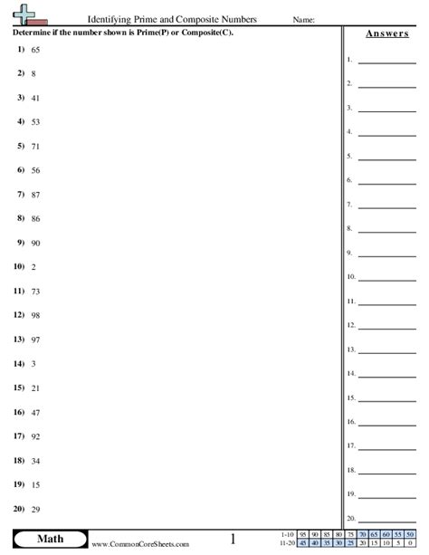 Composite Numbers Within 50 — Printable Math Worksheet - Worksheets Library