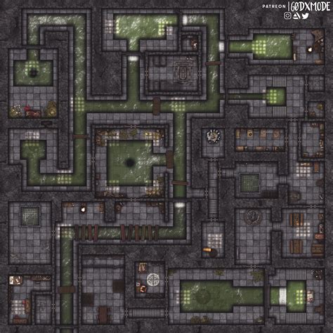 [oc] 50 X 50 Sewer Dungeon Battlemap R Roll20