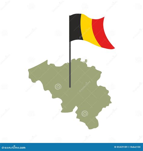 De Kaart En De Vlag Van België Belgisch Banner En Landgrondgebied Staat