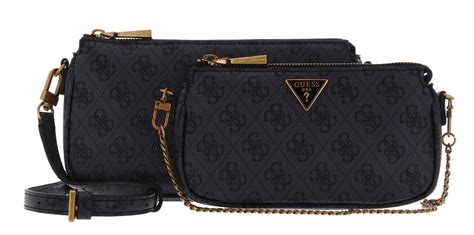 GUESS Umhängetasche Alexie Double Pouch Crossbody Coal Logo modeherz