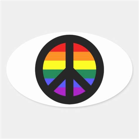 Rainbow Peace Sign Oval Sticker | Zazzle