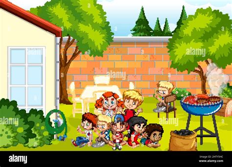 Scene with children in the park illustration Stock Vector Image & Art ...