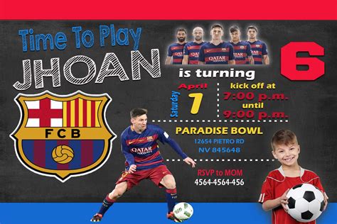 Messi Barcelona FC Birthday Invitation Oscarsitosroom