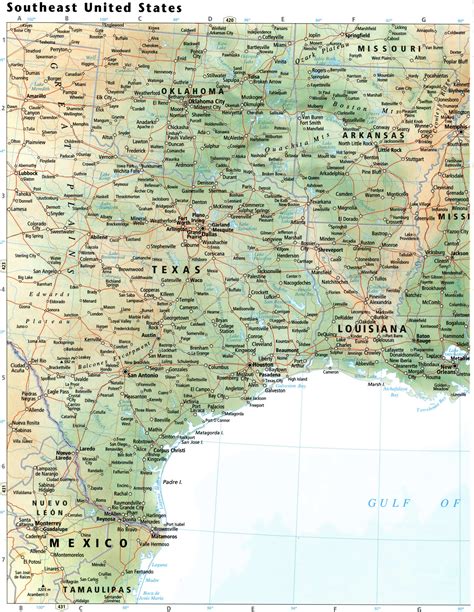 southeast united states map  cities southeast  map physical