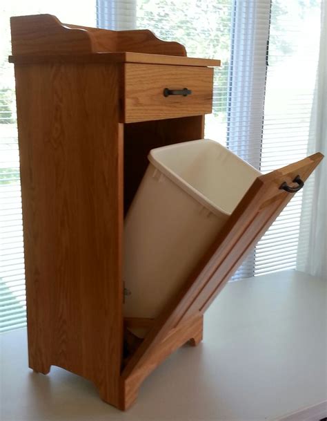 Amish Made Wooden Slim Line Tilt Out Trash Bin Trash Can Cabinet