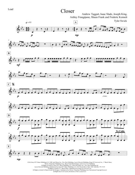 Closer Arr Tyler Swick Sheet Music The Chainsmokers Feat Halsey