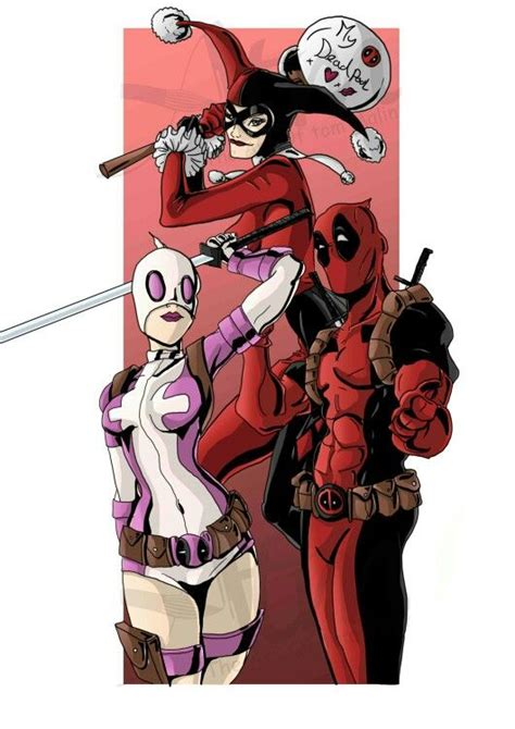 #Gwenpool #Fan #Art. (wenpool, harley quinn and the merc Deadpool.) By ...