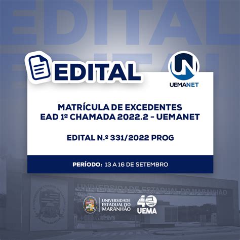 Uema Divulgada Primeira Chamada De Excedentes Do Vestibular Ead Para