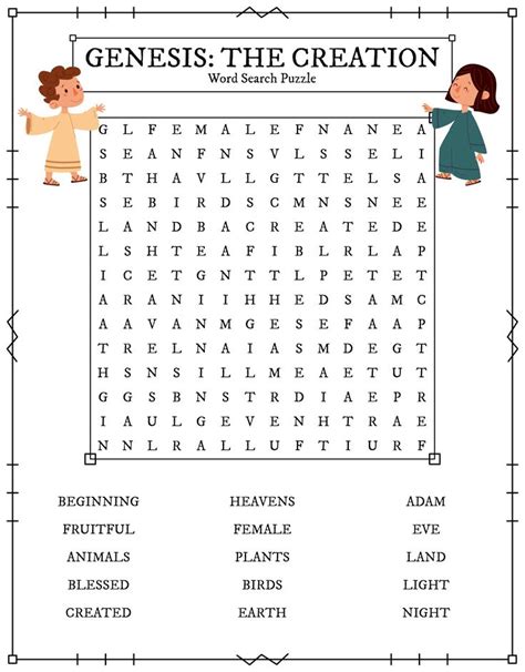 The Creation Story Bible Word Search Puzzles Printable Creation