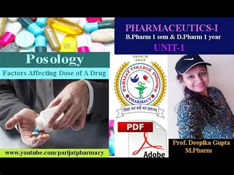 Posology Unit I Pharmaceutics I Youtube