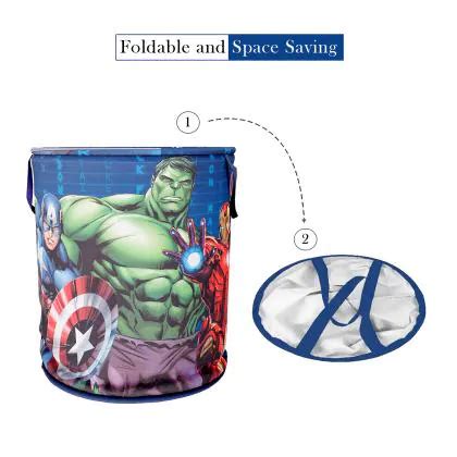 Kuber Industries Marvel Avengers Print Round Laundry Basket Polyester