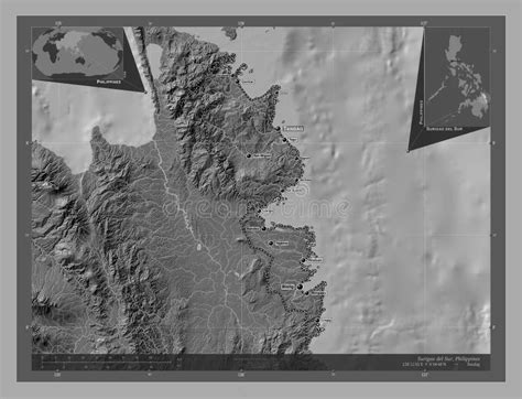 Surigao Del Sur Philippines Bilevel Labelled Points Of Cities Stock