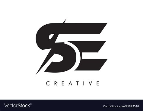 Se Letter Logo Design With Lighting Thunder Bolt Vector Image