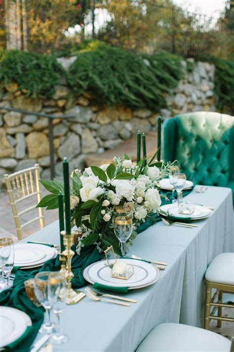 Emerald Green And Gold Wedding Reception Elizbeth Cerda