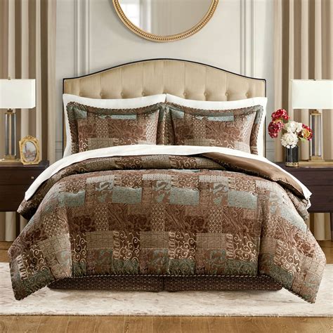 Galleria Ii Brown And Aqua Woven Jacquard Comforter Set Bedding By Croscill Clas