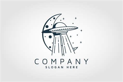 Vintage Retro Moon UFO Logo Design, UFO Graphic by PrastHF · Creative Fabrica