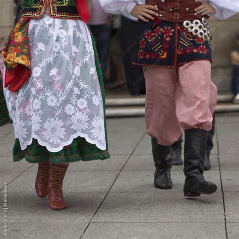 Polish folk dance group with traditional costume Stock Photo | Adobe Stock