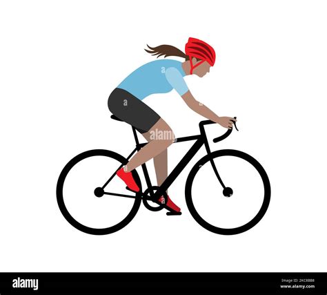 Female Cyclist Riding A Race Bike Vector Illustration Stock Vector