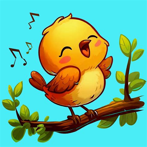 Cute Cartoon Birds Singing