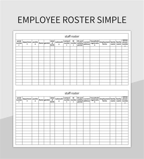 Free Roster Templates For Google Sheets And Microsoft Excel - Slidesdocs