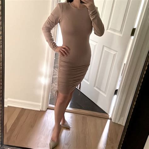 Gorgeous Vertical Nude Body Con Dress Gem